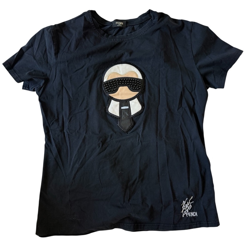 Fendi Black Graphic Short Sleeve Tee